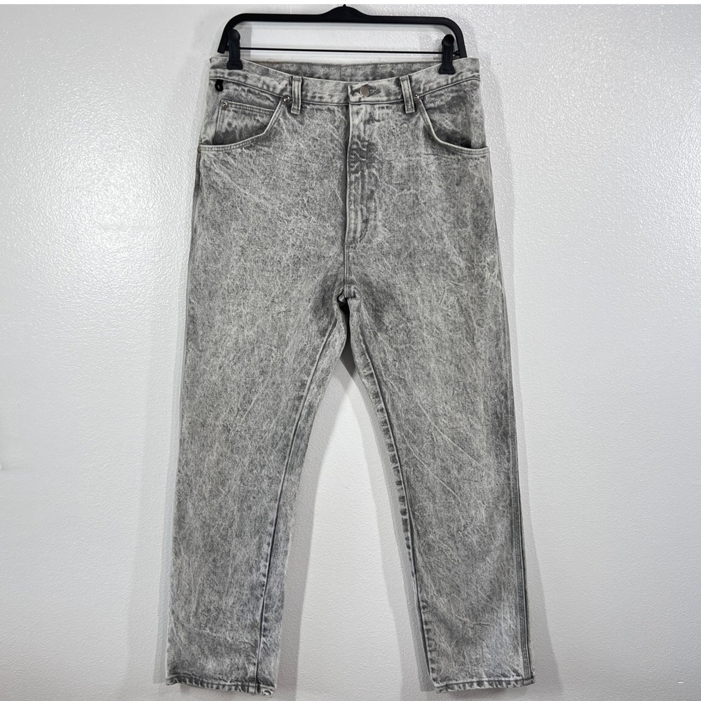 Wrangler Rugged Wear Vintage Acid Wash Jeans USA Made 36x32 Gray 90s Retro Denim
